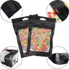 Matte Black Odorless Resealable Mylar Bags With Clear Window Zip Lock Hanging Hole Bag